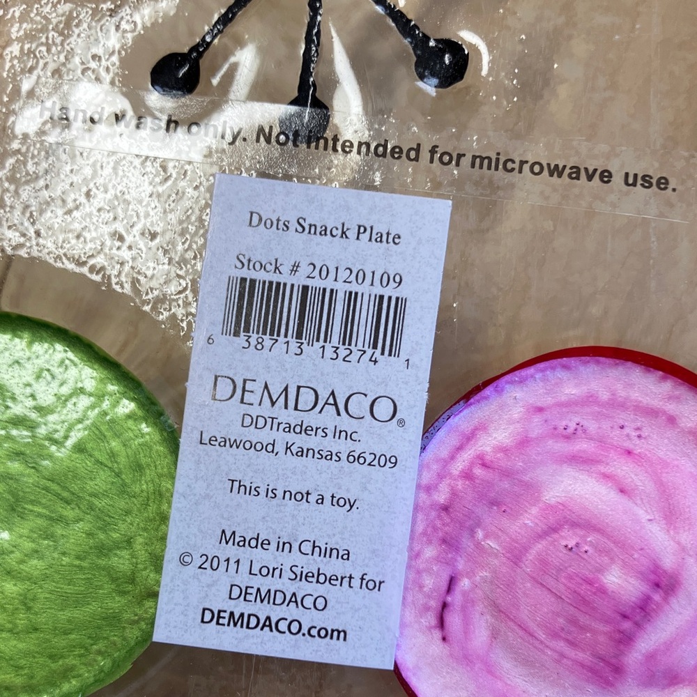NIB Demdaco Dots Colorful Glass Fusion Plate Party - Picture 2 of 4